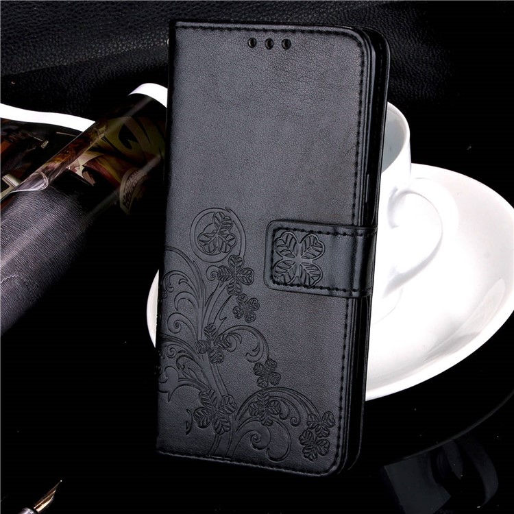 Imprint Clover Pattern Leather Wallet Case for Xiaomi Redmi Note 6 Pro - Black-8