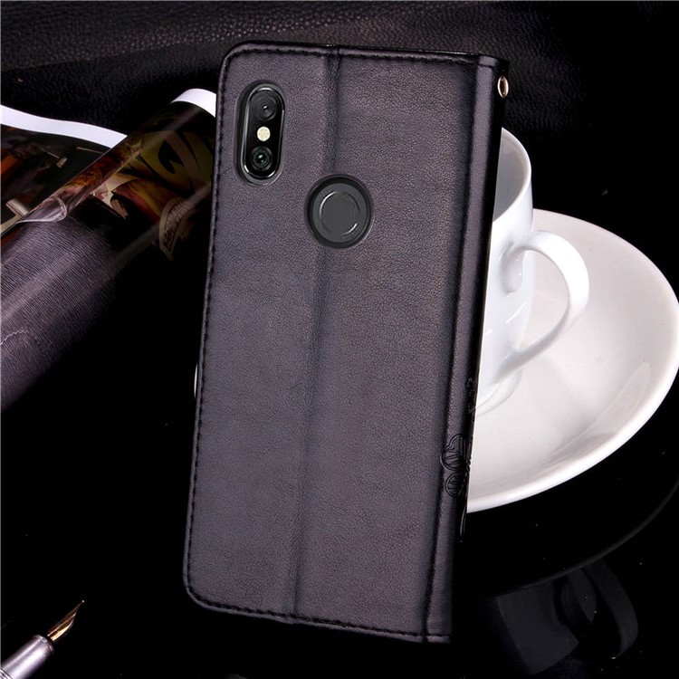 Imprint Clover Pattern Leather Wallet Case for Xiaomi Redmi Note 6 Pro - Black-9