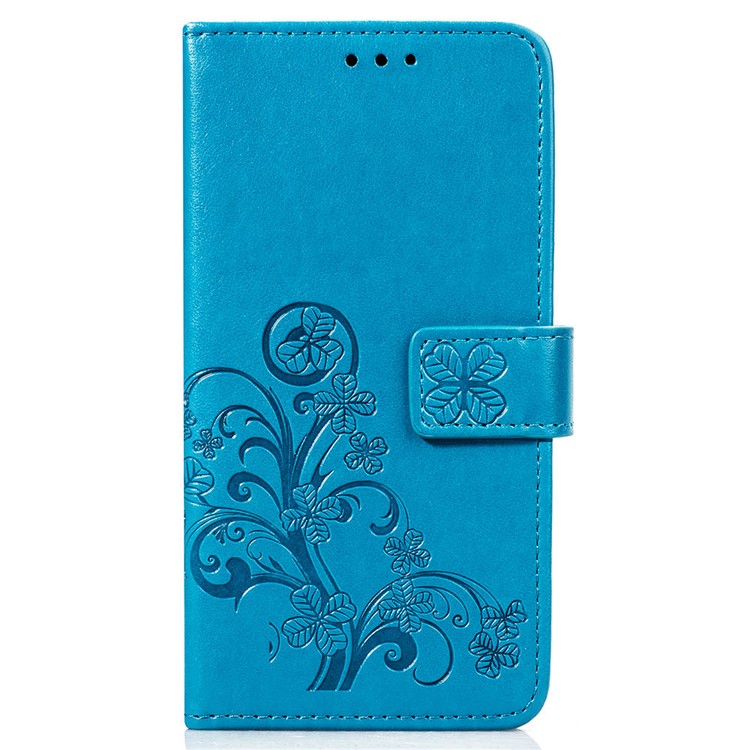 Imprint Clover Pattern Leather Wallet Cover Shell Case for Xiaomi Redmi Note 6 Pro - Blue-2