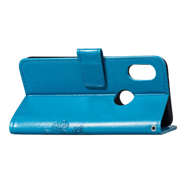 Imprint Clover Pattern Leather Wallet Cover Shell Case for Xiaomi Redmi Note 6 Pro - Blue-6