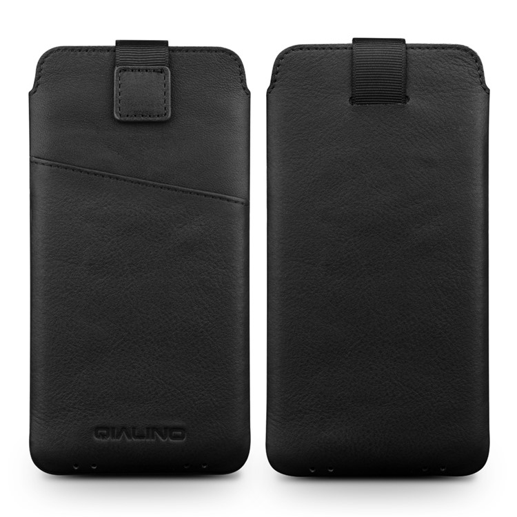 QIALINO Genuine Leather Sleeve Pouch for Xiaomi mi 5S/ 5S Plus, Size: 166 x 88mm - Black-1