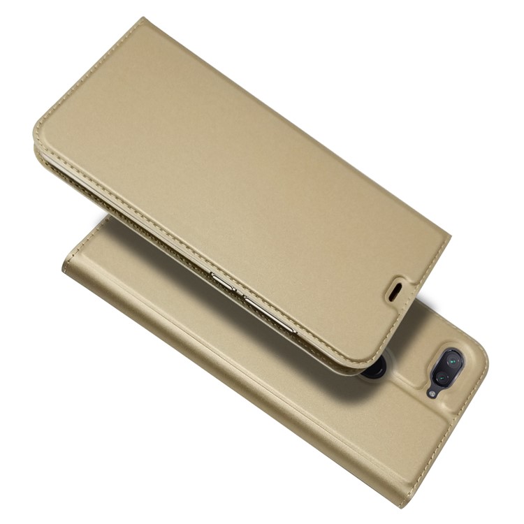 Case de Teléfonos Celulares Para el Soporte de Tarjetas de Cuero Absorbido Automáticamente Para Xiaomi Mi 8 Lite / mi 8 Juvent (mi 8X) - Oro