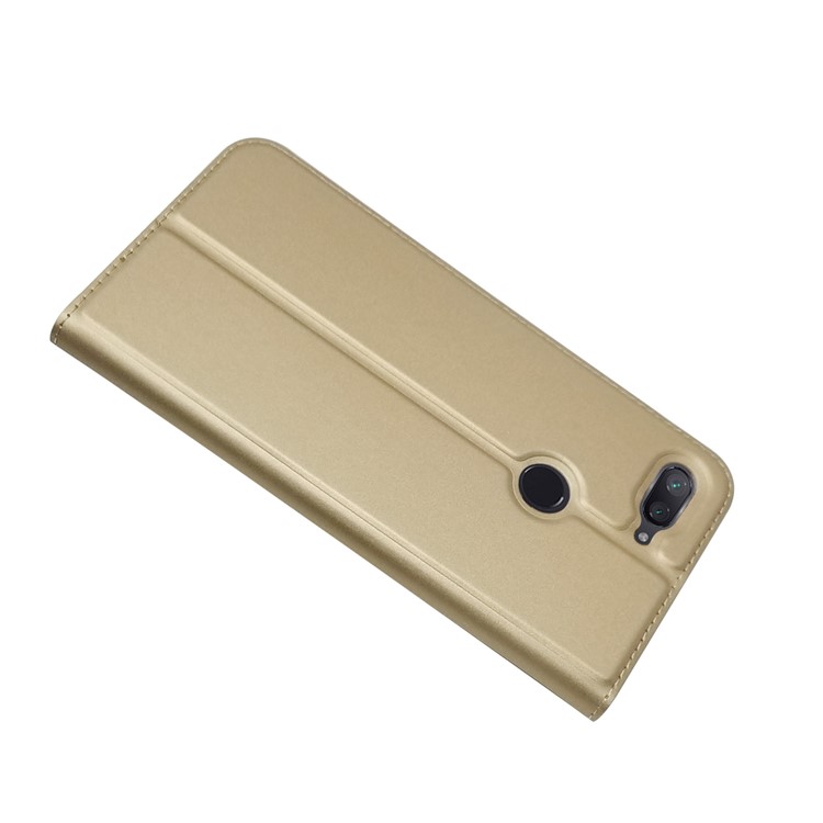 Case de Teléfonos Celulares Para el Soporte de Tarjetas de Cuero Absorbido Automáticamente Para Xiaomi Mi 8 Lite / mi 8 Juvent (mi 8X) - Oro