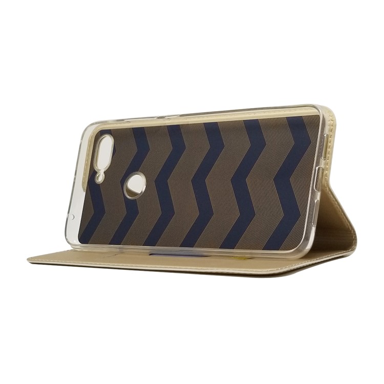 Case de Teléfonos Celulares Para el Soporte de Tarjetas de Cuero Absorbido Automáticamente Para Xiaomi Mi 8 Lite / mi 8 Juvent (mi 8X) - Oro