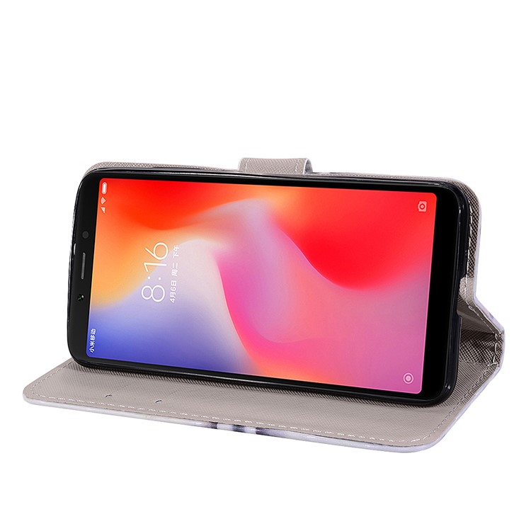 Pattern Printing Leather Wallet Case with Strap for Xiaomi Redmi 6 (Dual Camera: 12MP+5MP) - Husky-5