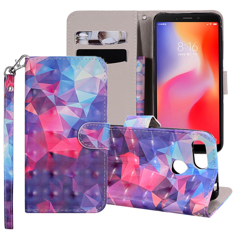 Pattern Printing Leather Protector Cover for Xiaomi Redmi 6 (Dual Camera: 12MP+5MP) - Geometric Pattern-1