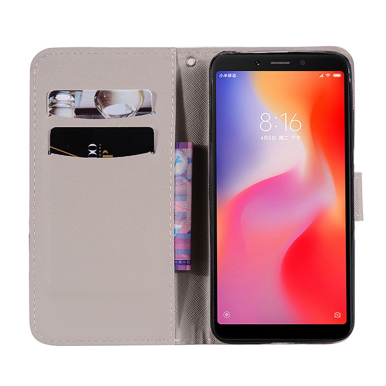 Pattern Printing Leather Protective Shell for Xiaomi Redmi 6 (Dual Camera: 12MP+5MP) - Butterfly and Flower-6