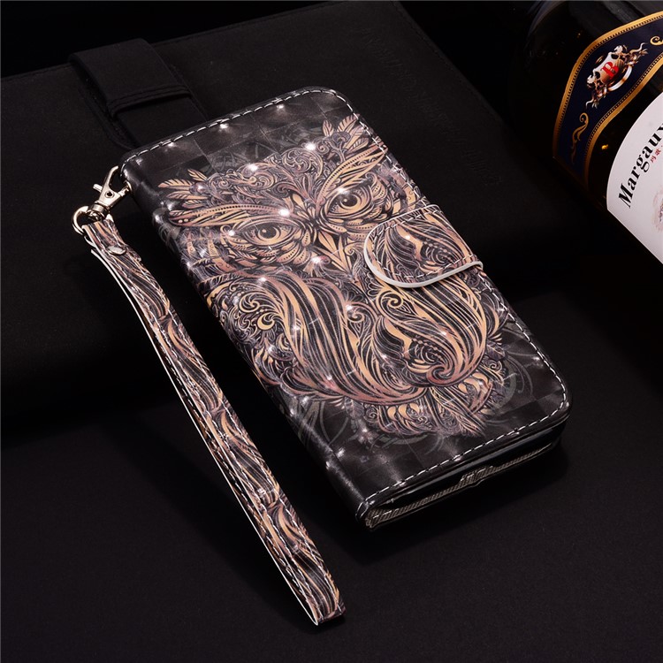 Patterned Leather Mobile Phone Case for Xiaomi Redmi 6 (Dual Camera: 12MP+5MP) - Owl-3