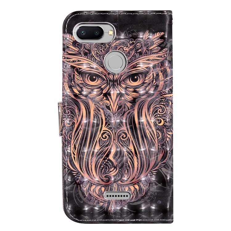 Patterned Leather Mobile Phone Case for Xiaomi Redmi 6 (Dual Camera: 12MP+5MP) - Owl-7