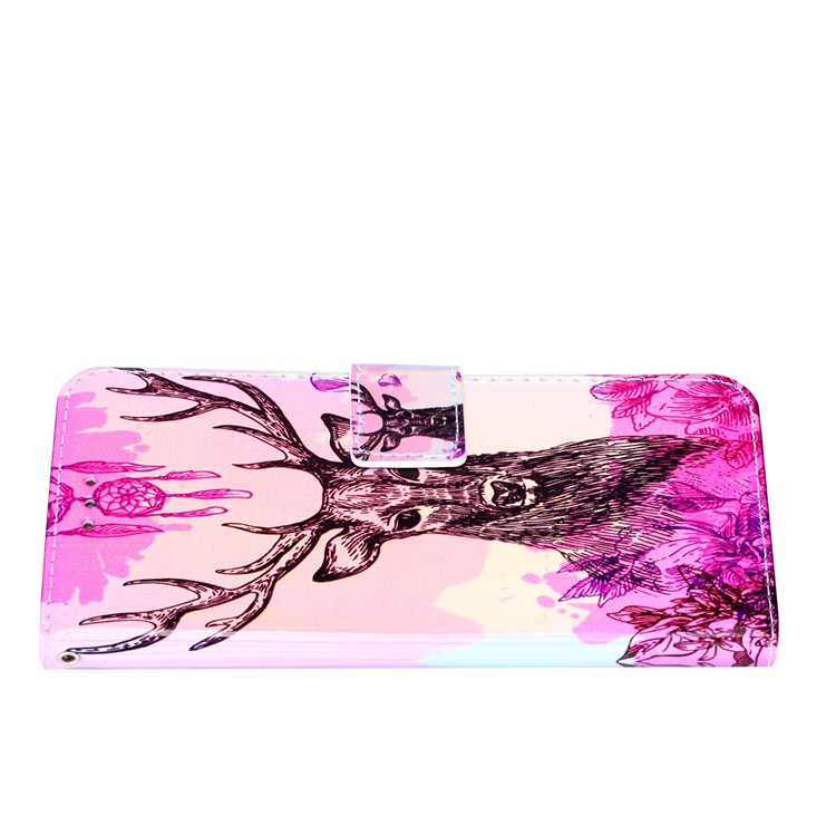 Laser Carving Pattern Printing PU Leather Flip Shell for Xiaomi Mi A2 Lite / Redmi 6 Pro - Elk-5