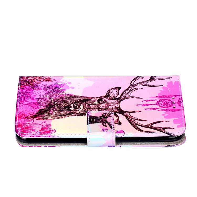 Laser Carving Pattern Printing PU Leather Flip Shell for Xiaomi Mi A2 Lite / Redmi 6 Pro - Elk-6