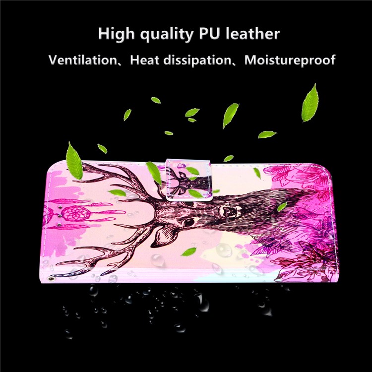 Laser Carving Pattern Printing PU Leather Flip Shell for Xiaomi Mi A2 Lite / Redmi 6 Pro - Elk-8