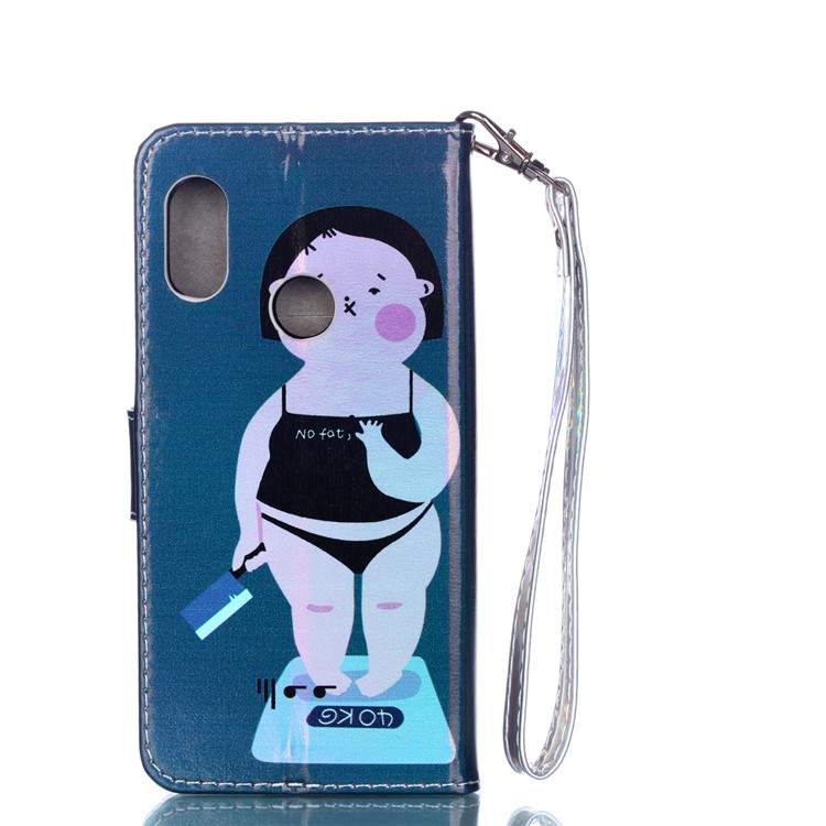 Laser Carving Pattern Printing PU Leather Protection Phone Cover for Xiaomi Mi A2 Lite / Redmi 6 Pro - Not Fat-2