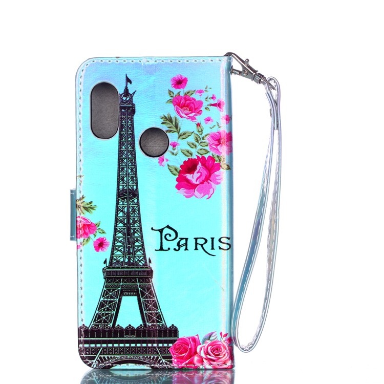 Laser Carving Pattern Printing PU Leather Protection Phone Shell for Xiaomi Mi A2 Lite / Redmi 6 Pro - Eiffel Tower-2