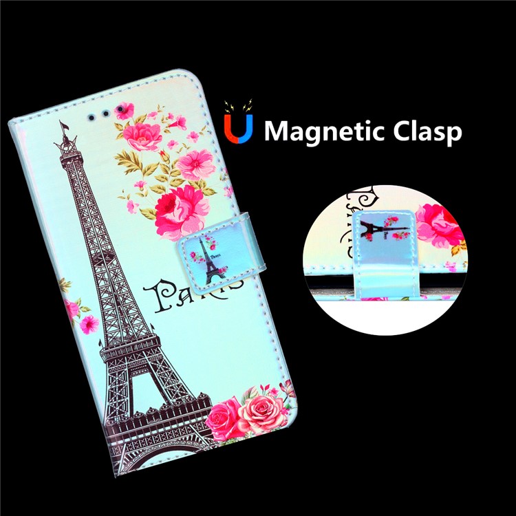 Laser Carving Pattern Printing PU Leather Protection Phone Shell for Xiaomi Mi A2 Lite / Redmi 6 Pro - Eiffel Tower-7