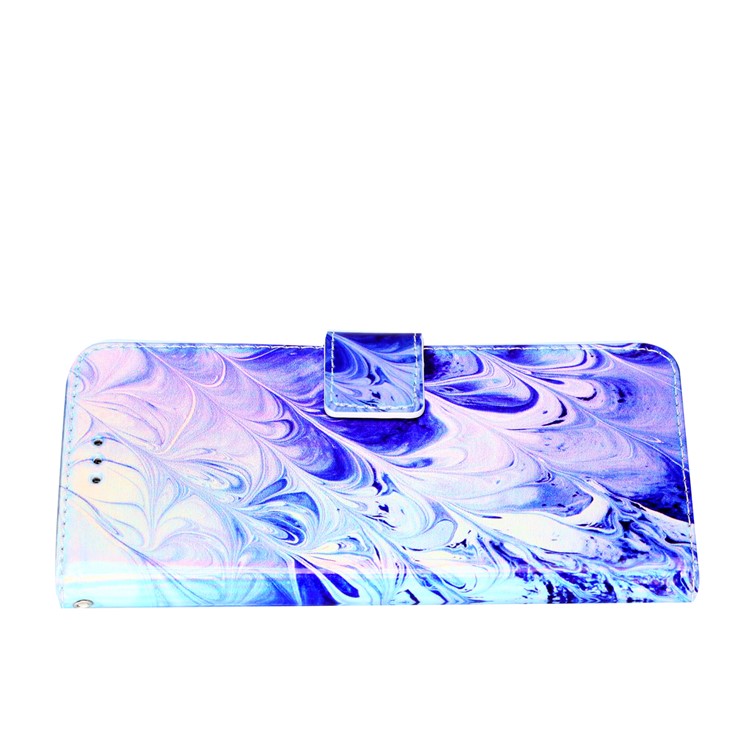 Laser Carving Pattern Printing PU Leather Case with Strap for Xiaomi Mi A2 Lite / Redmi 6 Pro - Waves Pattern-5