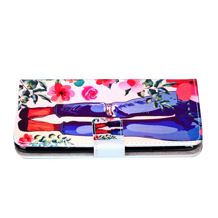Laser Carving Pattern Printing Card Holder Leather Cover for Xiaomi Mi A2 Lite / Redmi 6 Pro - Flowers and Legs-6