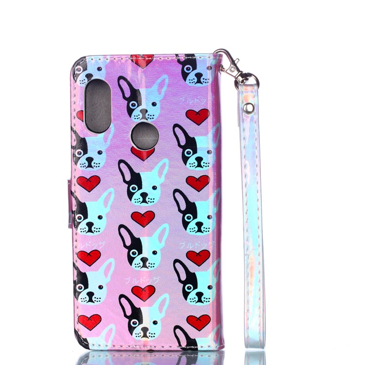Laser Carving Pattern Printing PU Leather Shell for Xiaomi Mi A2 Lite / Redmi 6 Pro - Dogs Pattern-2