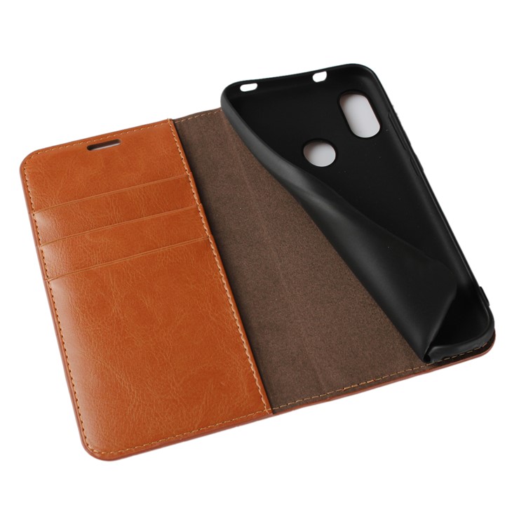 Crazy Horse Genuine Leather Protective Shell Case for Xiaomi Redmi Note 6 Pro - Brown-6