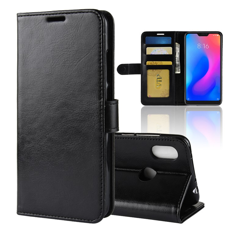 Crazy Horse Wallet Stand Leather Case for Xiaomi Redmi Note 6 Pro - Black-1