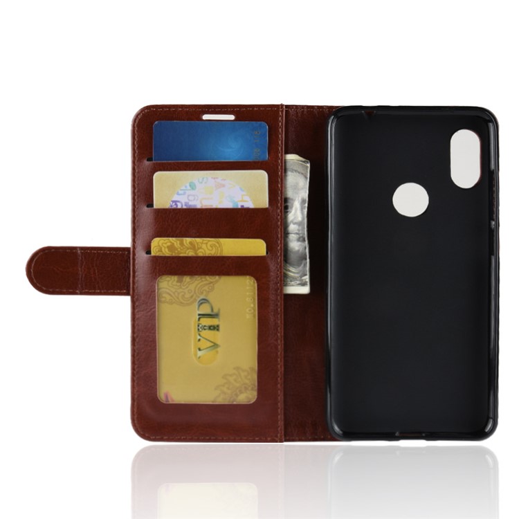Crazy Horse Wallet Leather Mobile Phone Case for Xiaomi Redmi Note 6 Pro - Brown-2