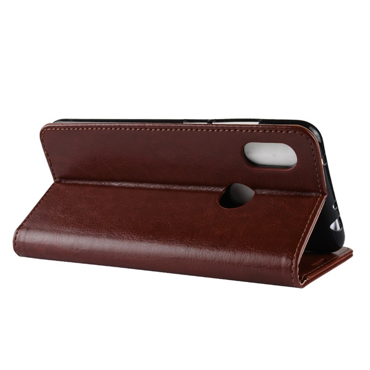 Crazy Horse Wallet Leather Mobile Phone Case for Xiaomi Redmi Note 6 Pro - Brown-4