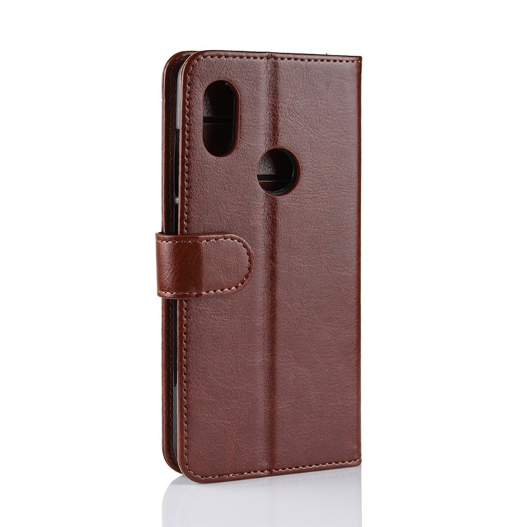 Crazy Horse Wallet Leather Mobile Phone Case for Xiaomi Redmi Note 6 Pro - Brown-5