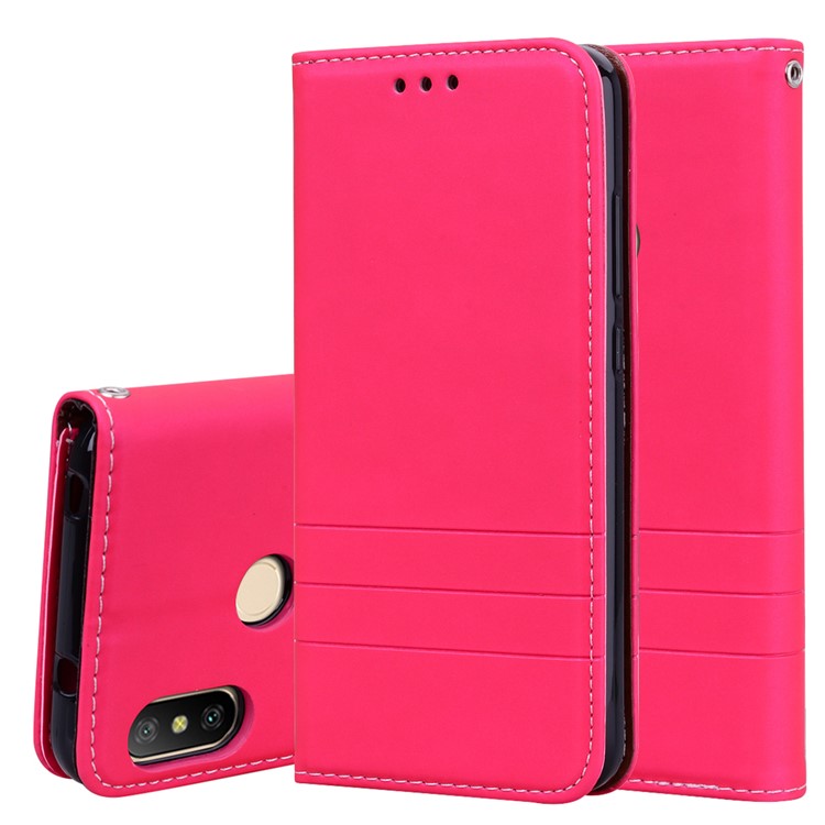 HAT PRINCE Auto-absorbed Stand Leather Cover for Xiaomi Mi A2 Lite / Redmi 6 Pro (China) - Rose-1