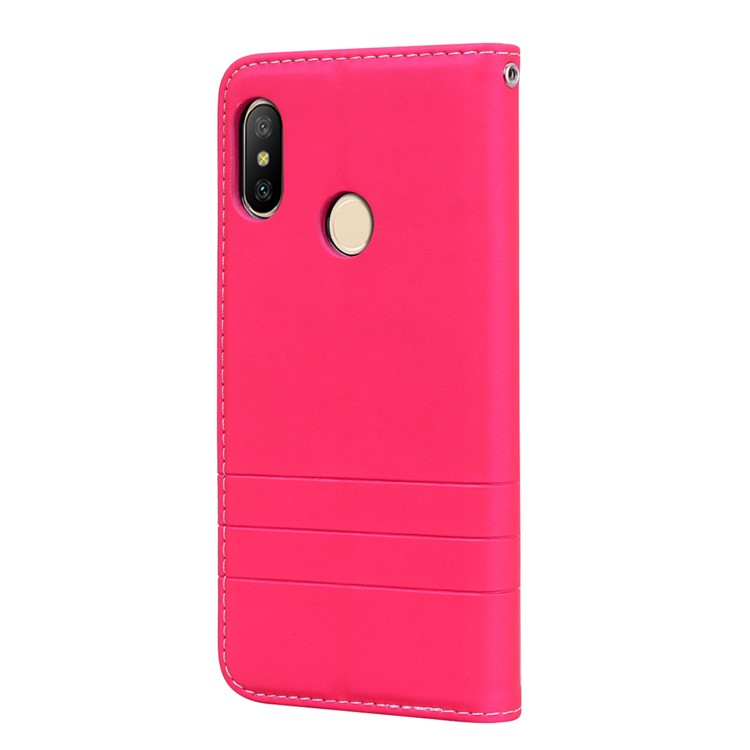 HAT PRINCE Auto-absorbed Stand Leather Cover for Xiaomi Mi A2 Lite / Redmi 6 Pro (China) - Rose-3