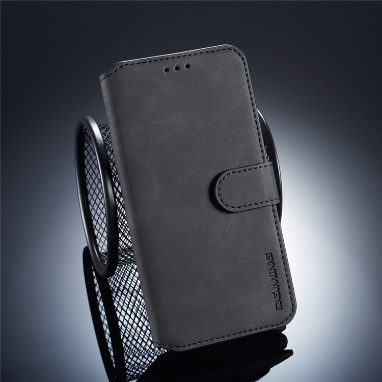 DG.MING Retro Style Leather Wallet Case for Xiaomi Redmi 6 (Dual Camera: 12MP+5MP) - Black-1