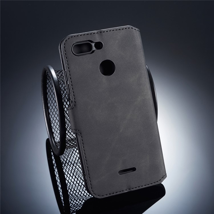 DG.MING Retro Style Leather Wallet Case for Xiaomi Redmi 6 (Dual Camera: 12MP+5MP) - Black-2