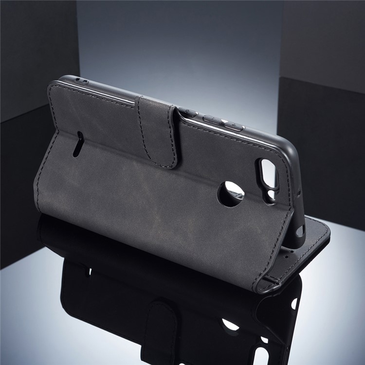 DG.MING Retro Style Leather Wallet Case for Xiaomi Redmi 6 (Dual Camera: 12MP+5MP) - Black-3