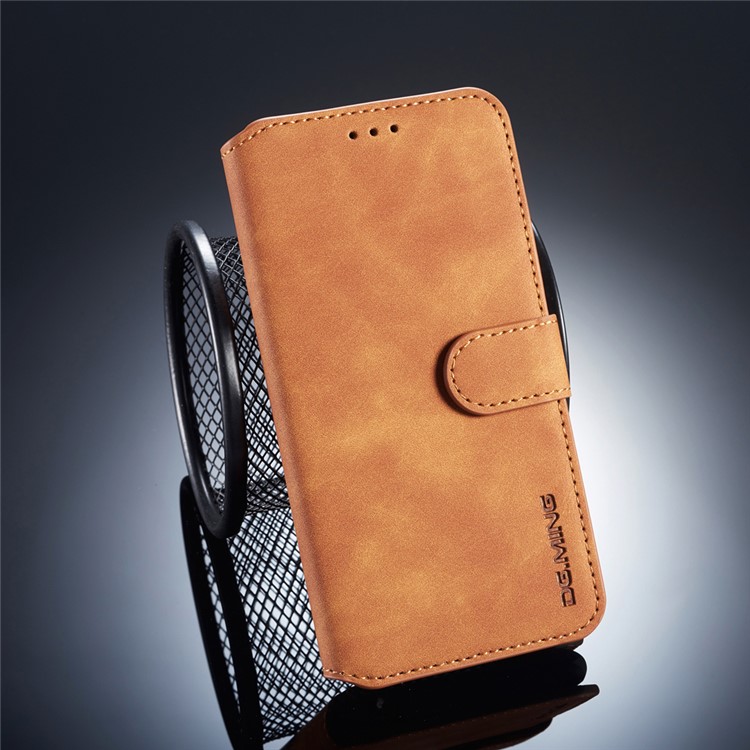 DG.MING Retro Style Leather Wallet Case Shell Cover for Xiaomi Redmi 6 (Dual Camera: 12MP+5MP) - Brown-1