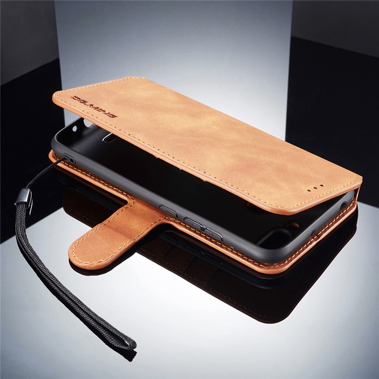 DG.MING Retro Style Leather Wallet Case Shell Cover for Xiaomi Redmi 6 (Dual Camera: 12MP+5MP) - Brown-6