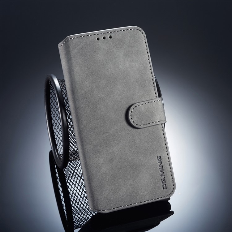 DG.MING Retro Style Leather Wallet Cover for Xiaomi Pocophone F1 / Poco F1 in India - Grey-1