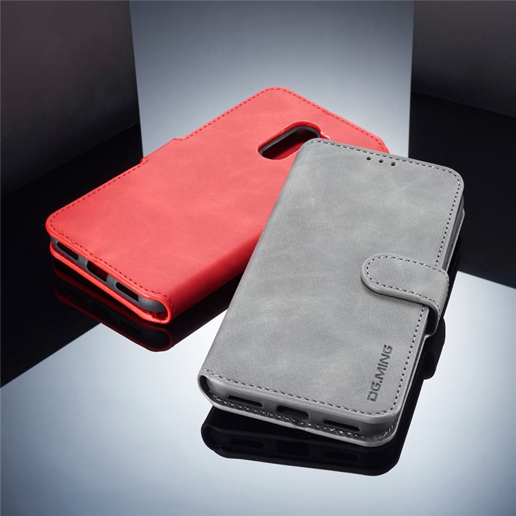 DG.MING Retro Style Leather Wallet Cover for Xiaomi Pocophone F1 / Poco F1 in India - Grey-3