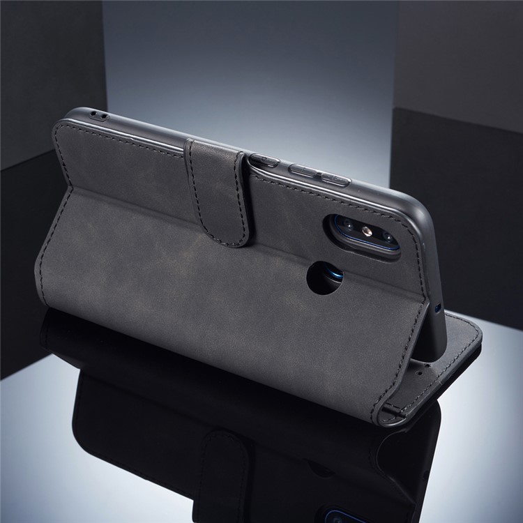 DG.MING Retro Style Leather Wallet Case for Xiaomi Mi 8 (6.21-inch) - Black-3