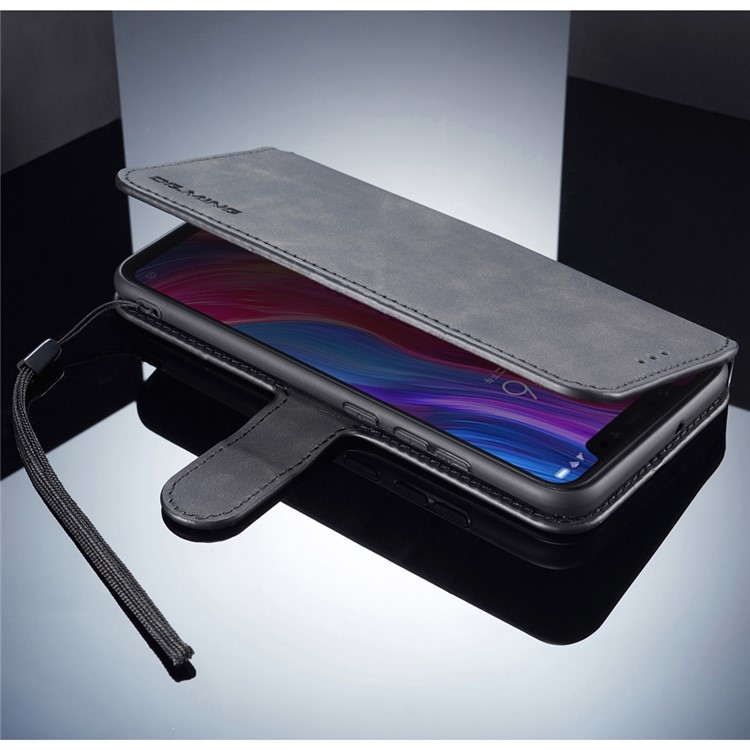 DG.MING Retro Style Leather Wallet Case for Xiaomi Mi 8 (6.21-inch) - Black-6