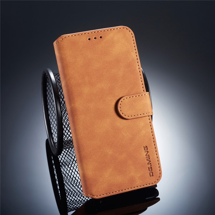 DG.MING Retro Style Leather Wallet Phone Case for Xiaomi Mi 8 (6.21-inch) - Brown-1