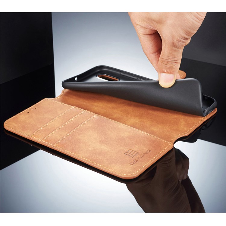 DG.MING Retro Style Leather Wallet Phone Case for Xiaomi Mi 8 (6.21-inch) - Brown-5