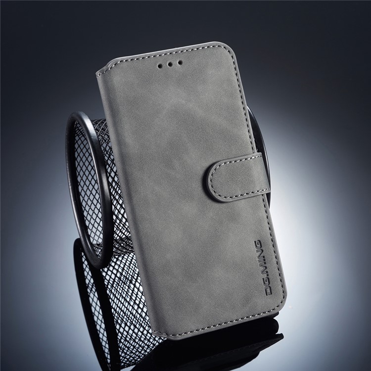 DG.MING Retro Style Leather Stand Protective Cover for Xiaomi Redmi 6A (Single 12MP Rear Camera) - Grey-1