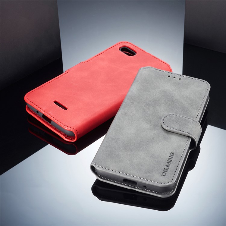 DG.MING Retro Style Leather Stand Protective Cover for Xiaomi Redmi 6A (Single 12MP Rear Camera) - Grey-3
