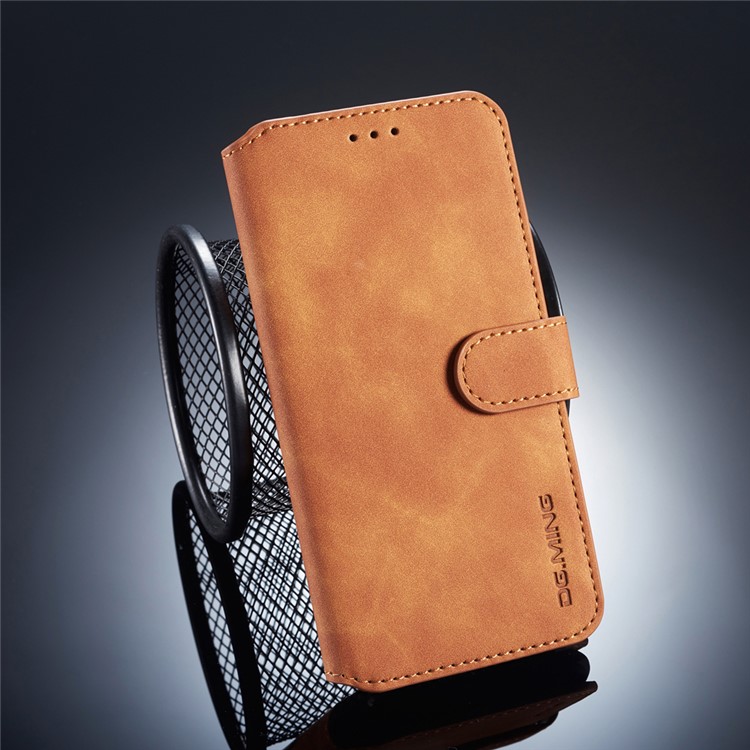 DG.MING Retro Style Leather Stand Mobile Cover for Xiaomi Redmi 6A (Single 12MP Rear Camera) - Brown-1