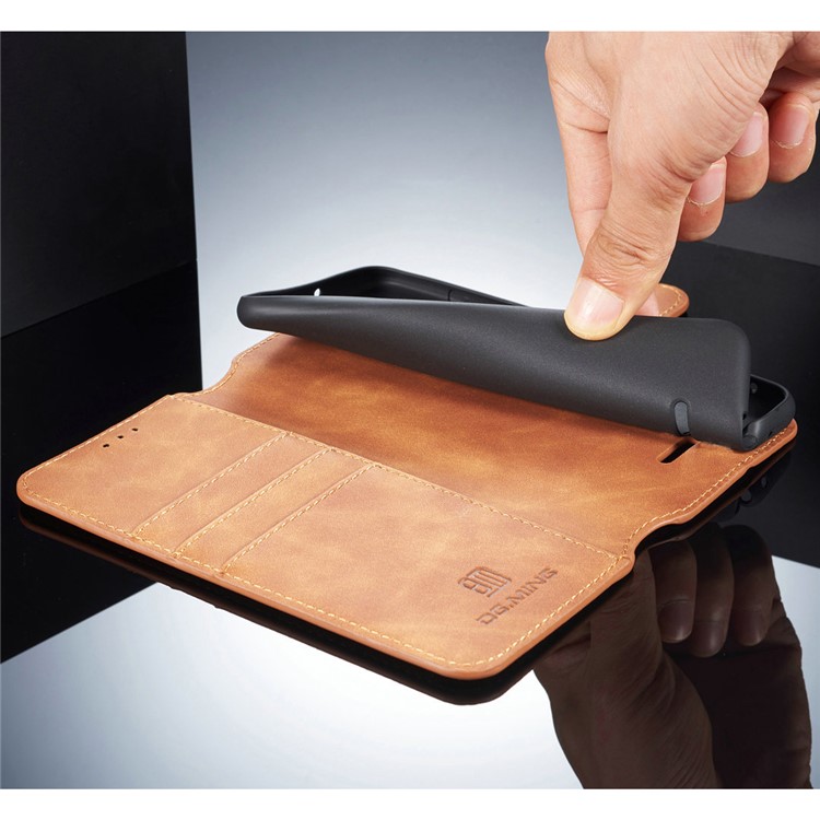 DG.MING Retro Style Leather Stand Mobile Cover for Xiaomi Redmi 6A (Single 12MP Rear Camera) - Brown-5