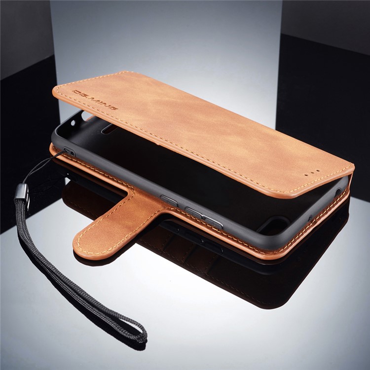 DG.MING Retro Style Leather Stand Mobile Cover for Xiaomi Redmi 6A (Single 12MP Rear Camera) - Brown-6