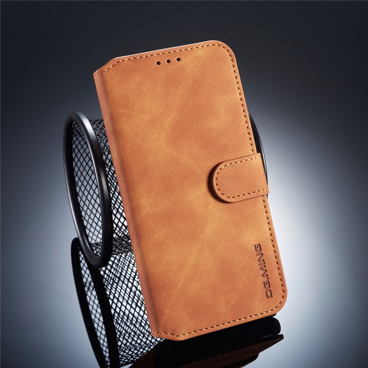 DG.MING Retro Style Leather Stand Phone Casing for Xiaomi Redmi Note 6 Pro - Brown-1