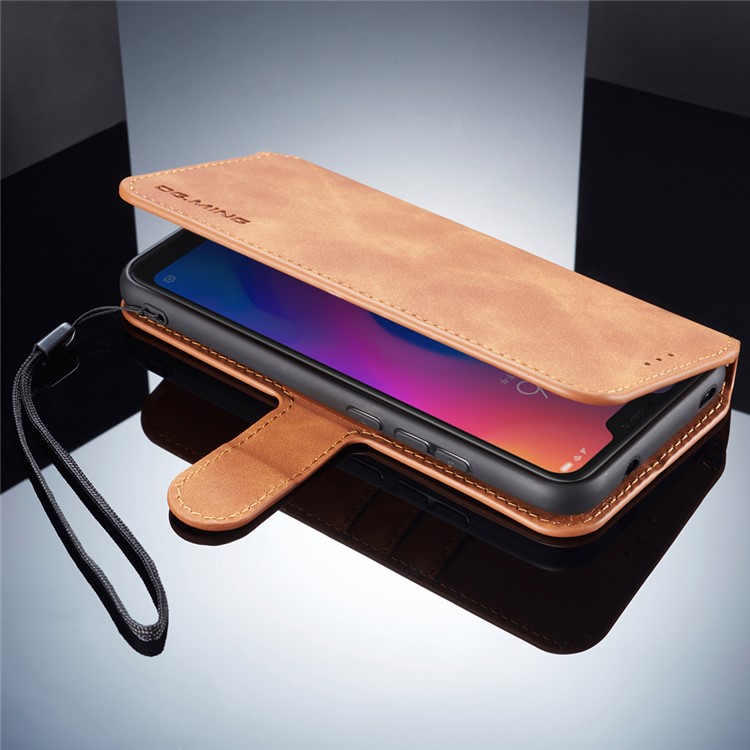 DG.MING Retro Style Leather Stand Phone Casing for Xiaomi Redmi Note 6 Pro - Brown-6