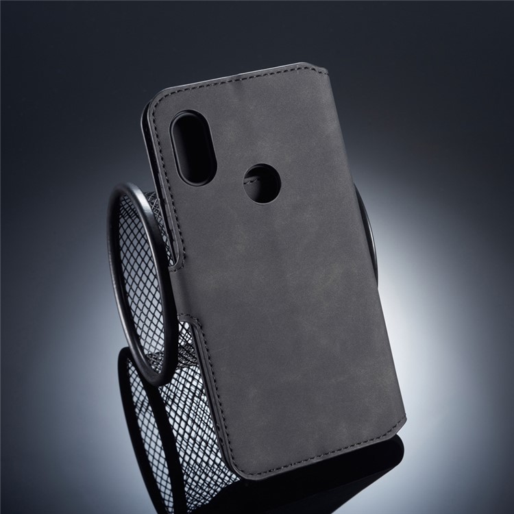 DG.MING Retro Style Wallet Leather Stand Case for Xiaomi Mi A2 Lite / Redmi 6 Pro (China) - Black-2