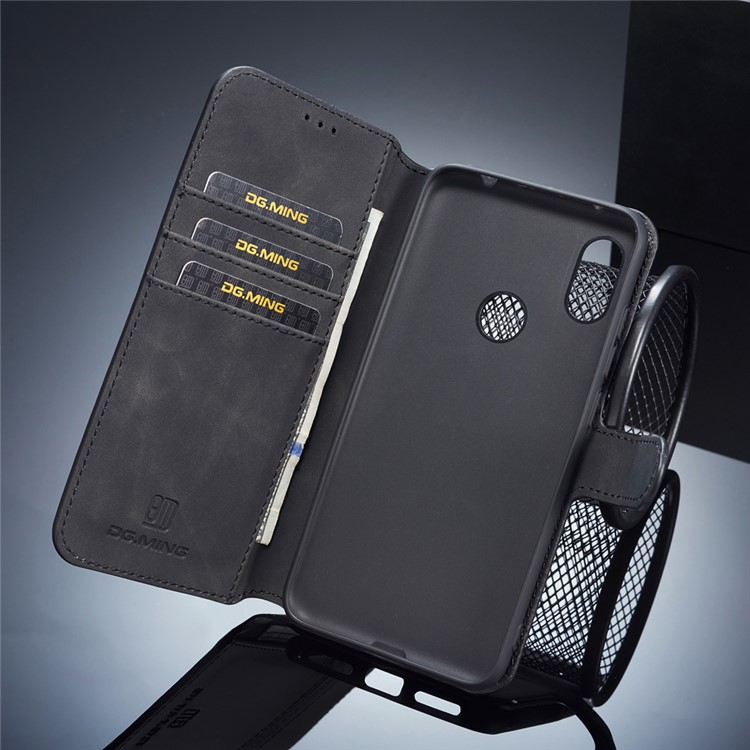DG.MING Retro Style Wallet Leather Stand Case for Xiaomi Mi A2 Lite / Redmi 6 Pro (China) - Black-7
