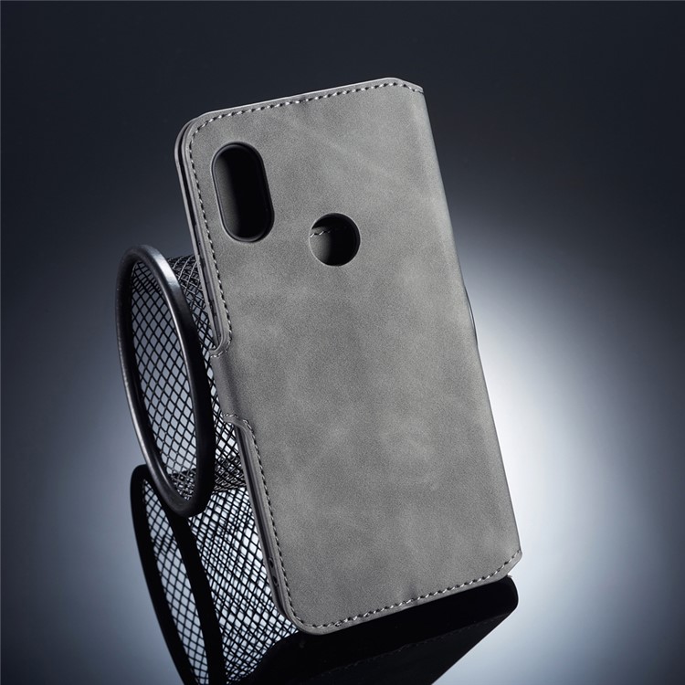 DG.MING Retro Style Wallet Leather Stand Cover for Xiaomi Mi A2 Lite / Redmi 6 Pro (China) - Grey-2
